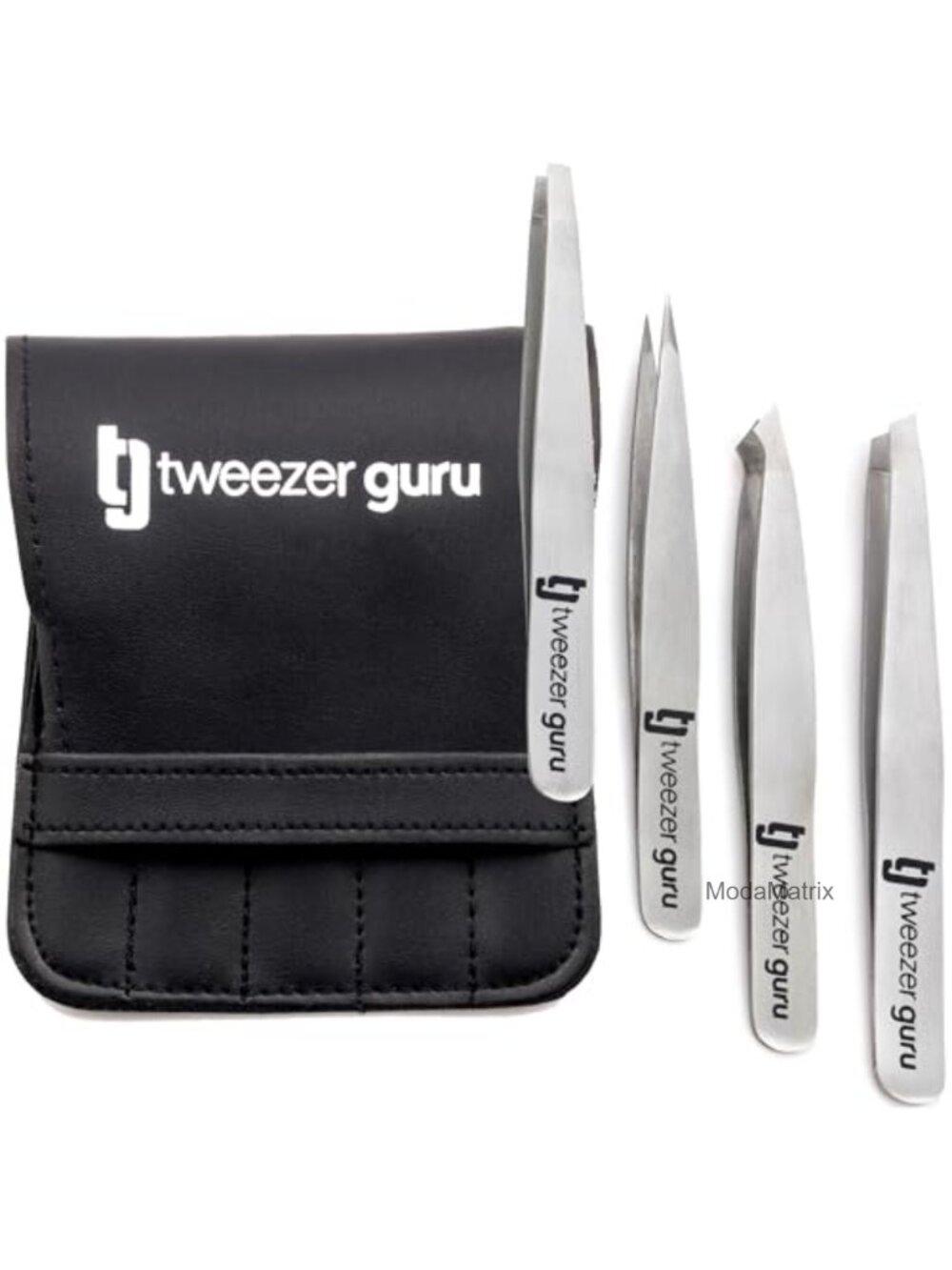 Professional Slant and Pointed Eyebrow Tweezer Set 4 Piece Stainless Steel